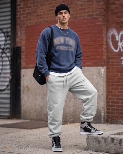 A WATERWANG Men's Light Grey Cotton Joggers XL - Casual Athletic Sweatpants for Men