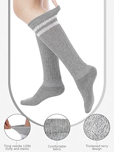 Slouch Socks for Women - Cotton Knit Boot Socks - Black/White, White/Black, Gray/White