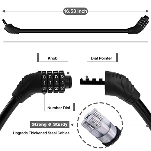Heavy Duty 4-Digit Combination Bike Lock Cable - 2 Pcs