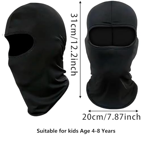 Kids Lightweight Balaclava Face Mask - Sun Protection - Black