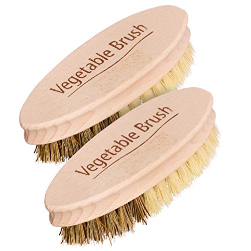Redecker Vegetable Brush Set of 2 - Tampico & Union Fiber, 5.3 Inch Kitchen Cleaning Tools
