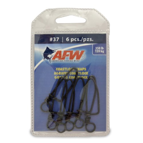 Brass Coastlock Snap Swivels - Durable Fishing Gear, Black, 6 Pieces, 350 lb Test