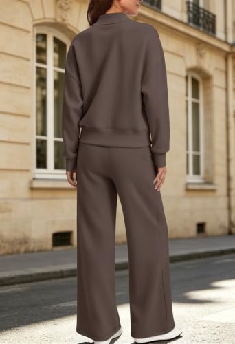 SENSERISE Women's 2-Piece Coffee Brown Sweatsuit Set - Small Lounge Wear