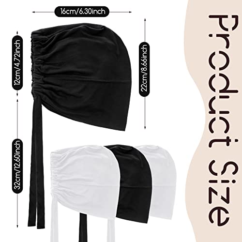 Adjustable Hijab Undercap Set - 4 Pcs Black & White Scarves