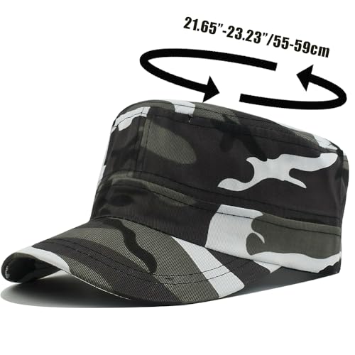 Adjustable Camo White Cadet Army Cap - Unisex Military Hat