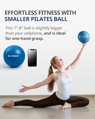 7-8 Inch Pilates Ball with Pump - Blue Small Core Ball for Yoga & Therapy