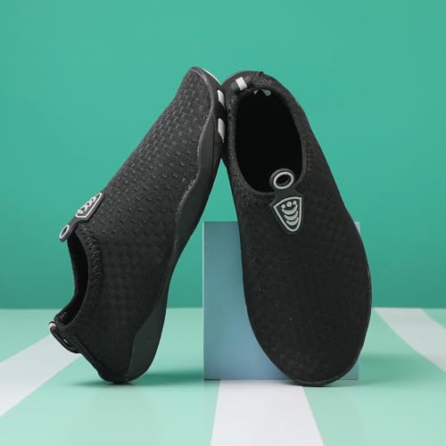 Water Shoes for Kids - Quick-Dry Aqua Socks - Black - Size 5 Big Kid