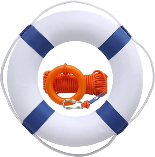 20-Inch Pool Safety Throw Ring Buoy with Rope, Blue w/ 98.4ft Rope