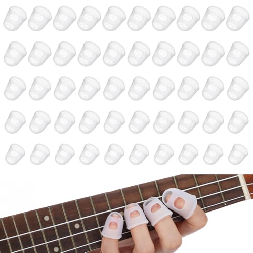 Silicone Guitar Finger Covers - 50 Pcs Anti-Slip & Breathable - Transparent