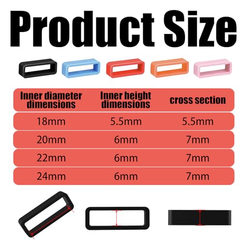 20 Pcs Silicone Watch Band Strap Keeper Loops - Multiple Sizes