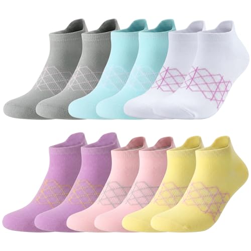 6 Pairs Girls Athletic Ankle Socks - Low Cut Cotton