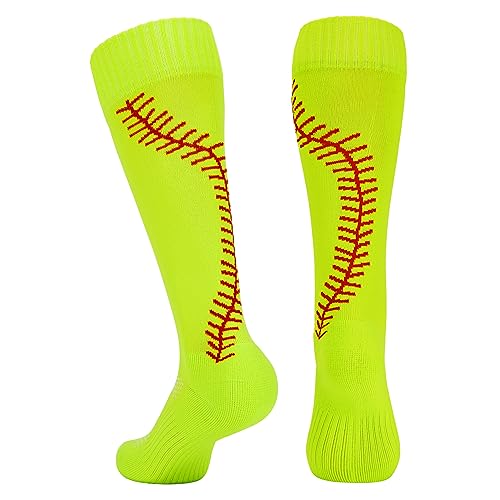 Softball Baseball Socks for Women & Girls - Medium Neon Yellow