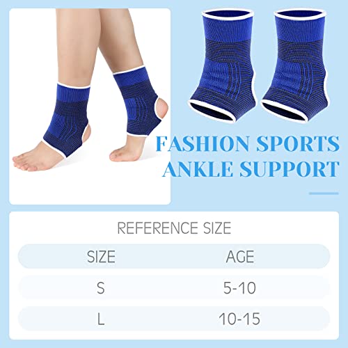 Kids Ankle Brace Support - 4 Pcs Set, Dark Blue, Ages 5-10