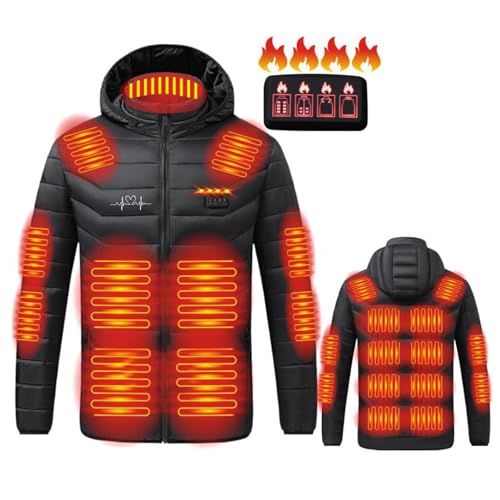 Heated Jacket with 21 Heating Zones - USB Charging Hooded Coat