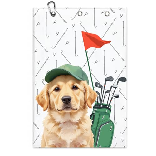 Golden Retriever Golf Towel - 16x24 Inch Waffle Weave - Multi