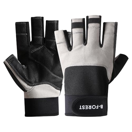 3/4 Finger Sailing Gloves for Kayaking and Fishing - Black, XX-Large
