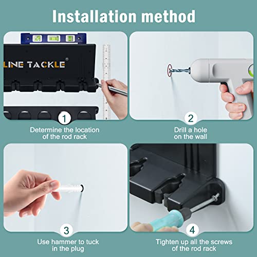 Topline Tackle 2 Pack Vertical Fishing Rod Holders (Up to 12 Rods) Wall Mount Organizer