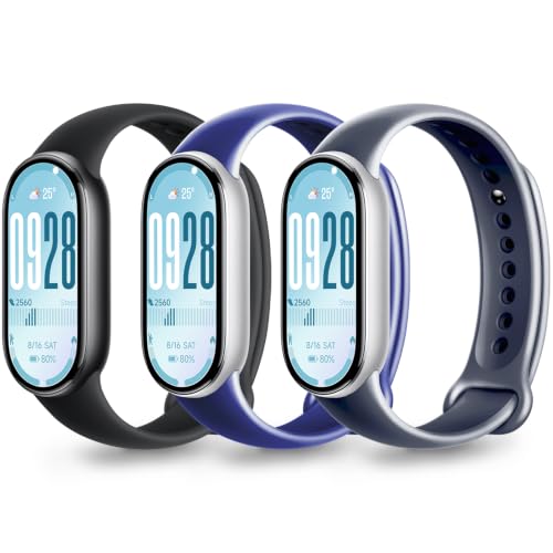 Replacement Straps for Xiaomi Smart Band 10/9/8 - 3-Pack TPU (Black, Dark Grey, Navy Blue)
