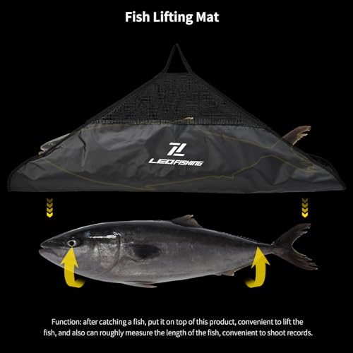 LEOFISHING Heavy Duty Fish Weigh-In Bag with Ruler & Handles - Waterproof Folding Tournament Fish Sling