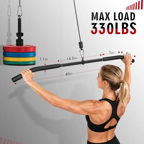 39.7'' Lat Pulldown Bar with 360° Rotation for Cable Machines