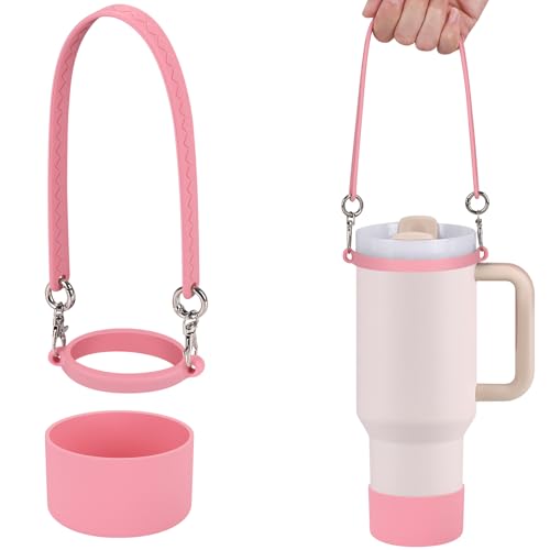 Silicone Water Bottle Sling with Strap and Boot - Pink