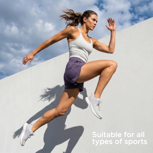 Cushion Running Socks - Medium White, 6 Pairs Ankle Socks for Men & Women