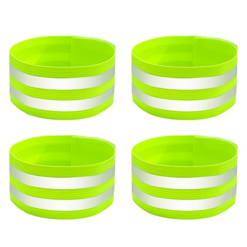 4-Pack Reflective Running Gear Straps - Adjustable High Visibility Bands