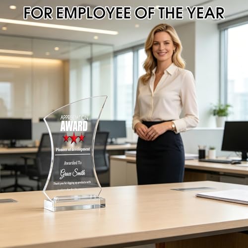 Personalized Acrylic Award Plaque - Custom Trophy with Photo & Text - Style 1