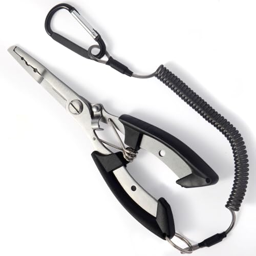 Multifunctional Stainless Steel Fishing Pliers with Hook Remover & Lanyard
