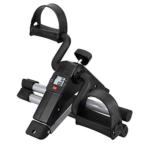 Mini Folding Pedal Exerciser - Adjustable Resistance, Silver