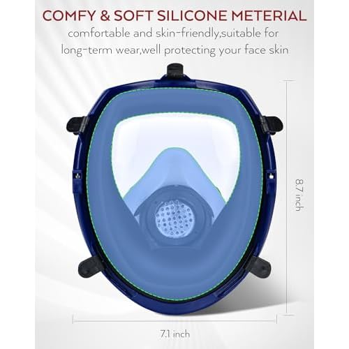 INCLY Full Face Dust Mask, Safe Face Masks Cover Reusable for Against Smoke, Dust, Chemical, Paint, Sanding, Welding, Vapors, Logging