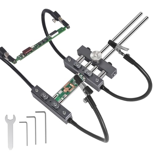 Helping Hands Soldering,HANDSKIT Soldering Helping Hands Stand Holder Adjustable PCB Holder with 4 Flexible Gooseneck Arms Clamp Circuit Board Holder Third Hand Soldering Station Tool with Clips