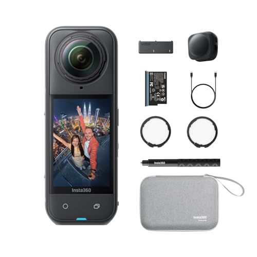 8K 360° Action Camera Bundle - Waterproof, Low Light, Midnight Black