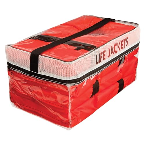 Clear Storage Bag with Type II Life Jackets - 4 Adult Orange