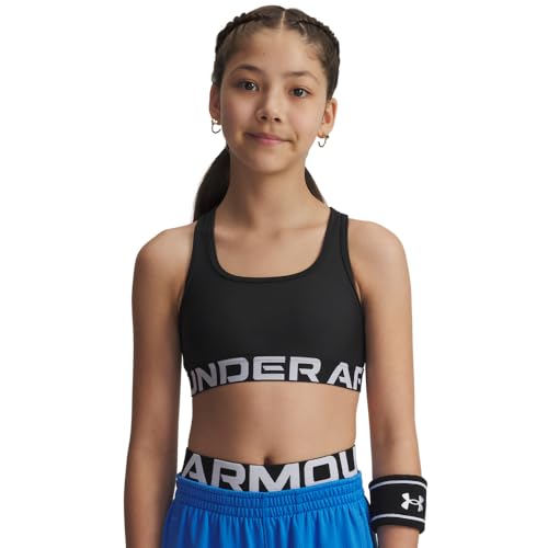 Under Armour Kids Cross-Back Mid-Impact Sports Bra X-Small Black/White