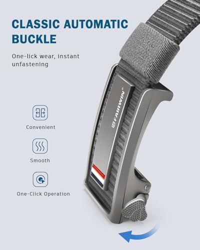 Adjustable Nylon Golf Belt for Men - Grey, Size M (37"-43")