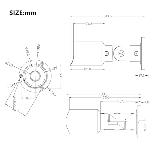 5MP PoE IP Bullet Camera Outdoor, H.265 PoE IP Security Camera with 2.8mm Lens, 80ft Night Vision, 105¡Æ Wide Angle, Compatible with Third-Party NVRs and Software