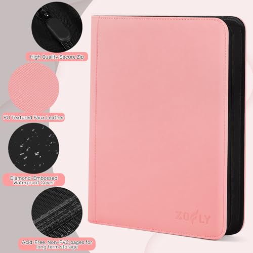 9 Pocket Card Binder - 30 Page Storage Album for Trading Cards, Pink