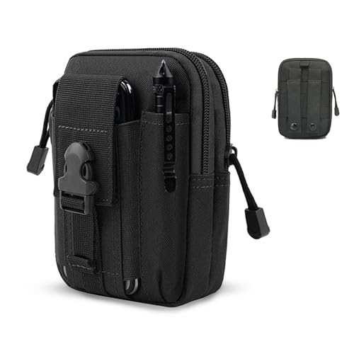 Tactical Molle Phone Pouch - EDC Utility Waist Bag - Black