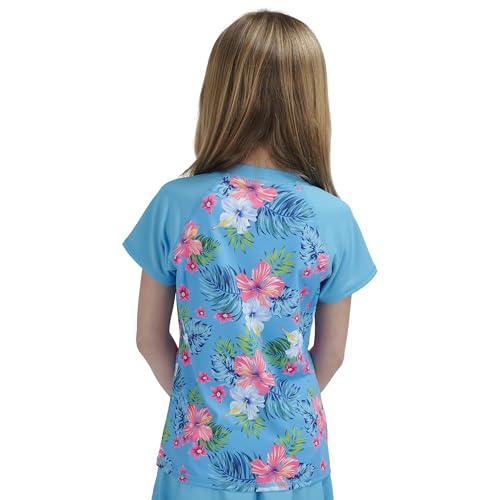 Girls' UPF 50+ Short Sleeve Sun Tee Rash Guard - Medium Turquoise