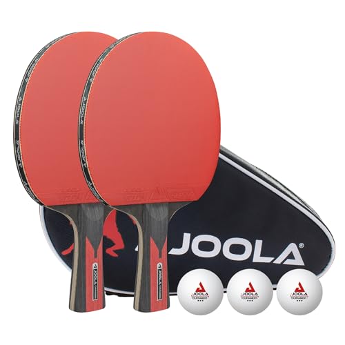 JOOLA Duo Carbon Table Tennis Paddles Set with 3-Star Balls & Carrying Case
