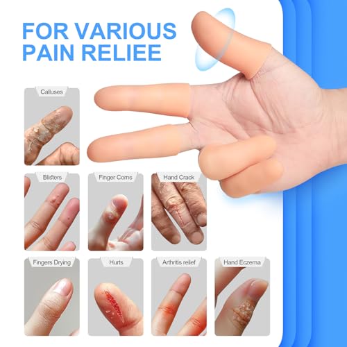 20 Pcs Silicone Gel Finger Protectors - Multi-Size Fingertip Covers
