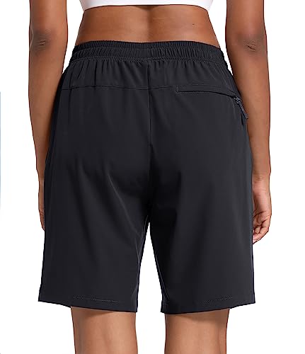 Lightweight Women's Hiking Shorts - Quick Dry 8" Golf Shorts - Large / Black