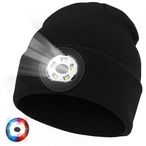 LED Beanie with Light - Unisex USB-C Rechargeable Black Hat