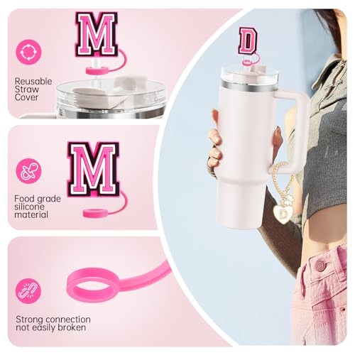 Straw Topper and Letter Charm Set for 30 & 40 Oz Tumblers - Letter H