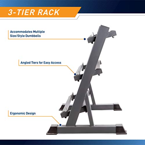 3-Tier Dumbbell Rack - Heavy-Duty Weight Storage Organizer - Dark Grey