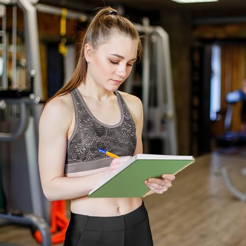 Dapsang Green Fitness Journal for Women & Men, Undated Workout & Nutrition Planner with Measuring Tape, 9.5x7 inches