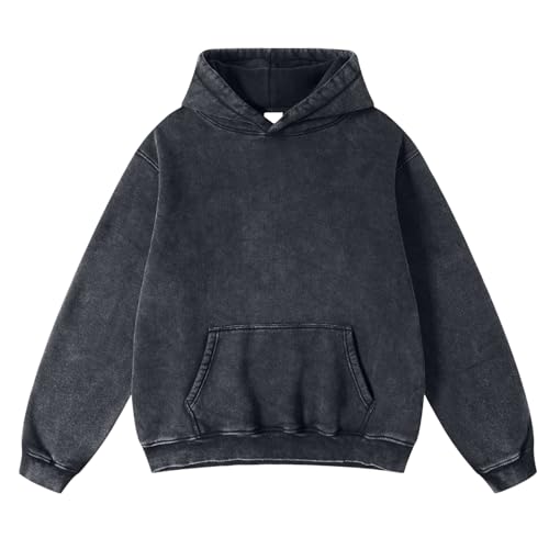 Men's Vintage Distressed Hoodie Pullover - 3X-Large Black