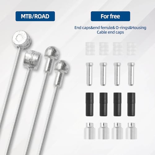 4-Pack Universal Bicycle Brake Cable Set - 2M Stainless Steel Inner Wires