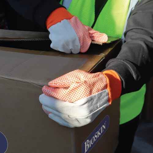 Liberty Glove & Safety 9505A Cotton Canvas Men's Glove with Fluorescent Orange PVC Dots (Pack of 12)